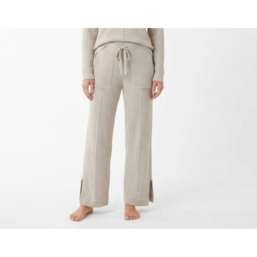 Barefoot Dreams CozyChic Lite Ribbed Patch Pocket Slit Pant Oatmeal Small S